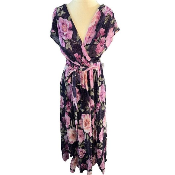 Eliza J Dresses & Skirts - ELIZA J Women's Purple Floral  Metallic Sleeveless V-Neck Side-Slit Gown SZ 8